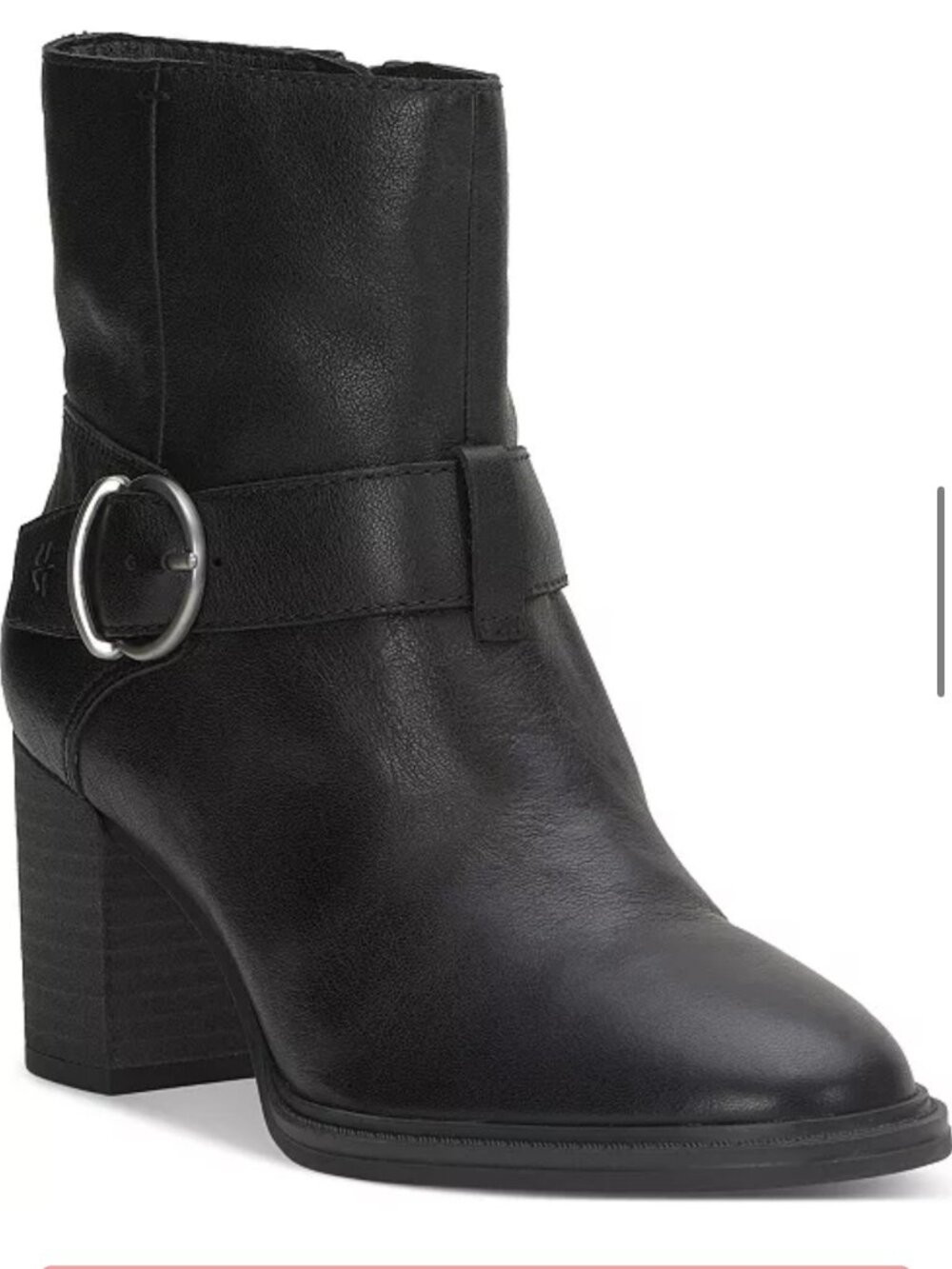 Lucky Brand Women's Black Achelle Buckled Block-Heel Leather Moto Booties Sz 10